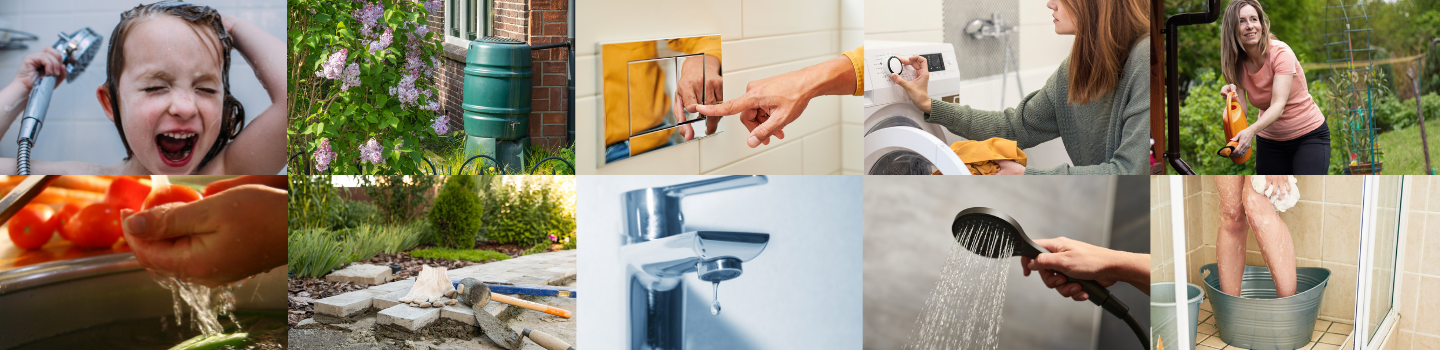 collage van afbeeldingen 10 tips om water te besparen